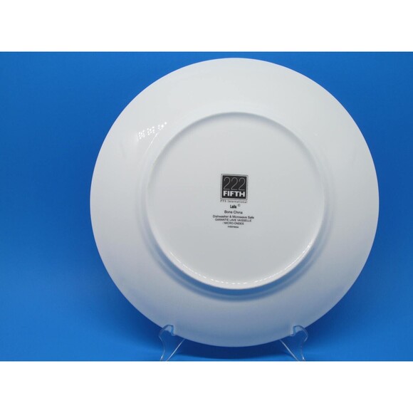 222 Fifth Laila White With Embossed Dots On Rim 11" Dinner Plate  GUC - Picture 4 of 9